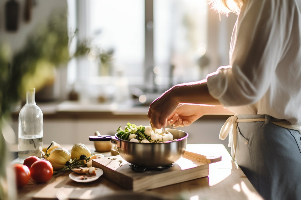Une femme cuisine