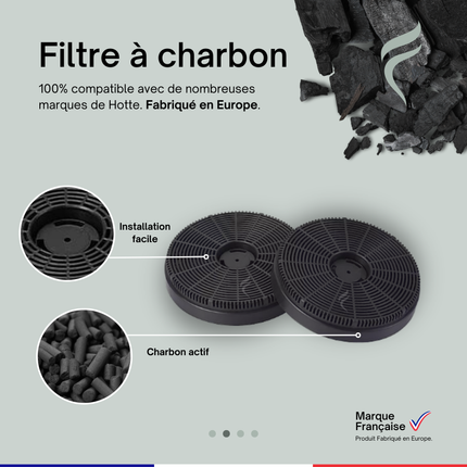 Point Filtre® - FIL44 - Lot de 2 Filtres à Charbon Actif pour Hotte de Cuisine - Diamètre 160mm