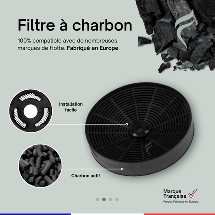 Point Filtre® - FIL116 - Filtre à Charbon Actif pour Hotte de Cuisine - 173mm