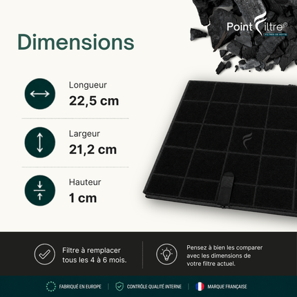 Point Filtre® - Filtre à Charbon Actif pour Hotte de Cuisine SMEG KS110BLE