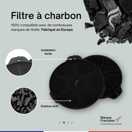 Point Filtre® - Lot de 2 Filtres à Charbon Actif pour Hotte CATA VALTO WH 02059008