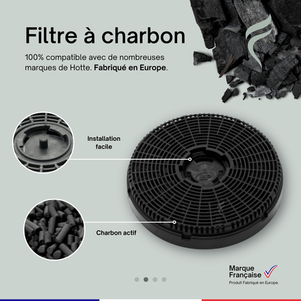 Point Filtre® - FIL97 - Lot de 2 Filtres à Charbon Actif pour Hotte de Cuisine - 160mm