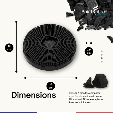 Point Filtre® - FIL97 - Lot de 2 Filtres à Charbon Actif pour Hotte de Cuisine - 160mm