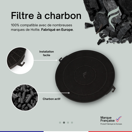 Point Filtre® - FIL17 - Filtre à Charbon Actif pour Hotte de Cuisine - 210mm