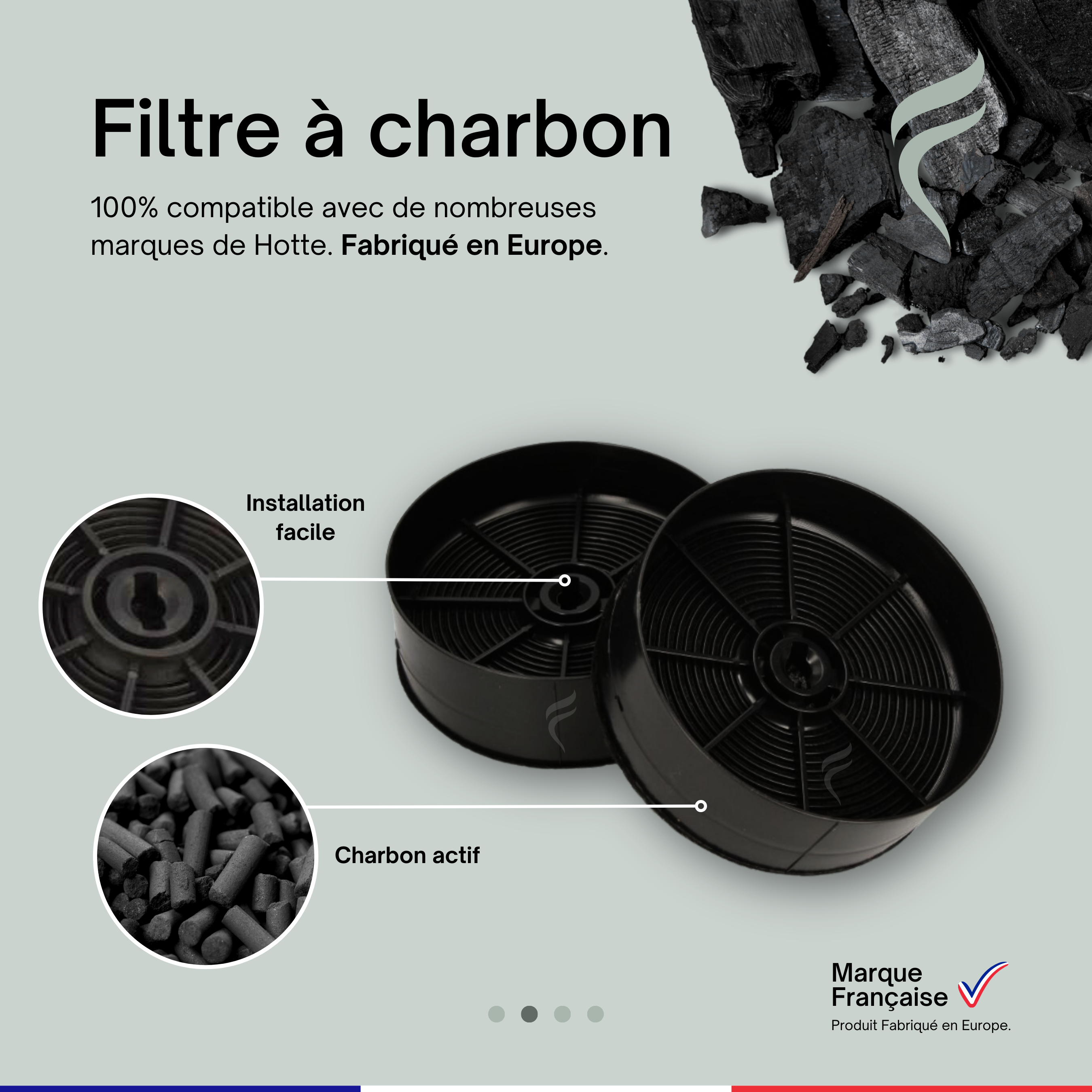 Point Filtre® - Lot de 2 Filtres à Charbon Actif pour Hotte Klarstein PAOLO