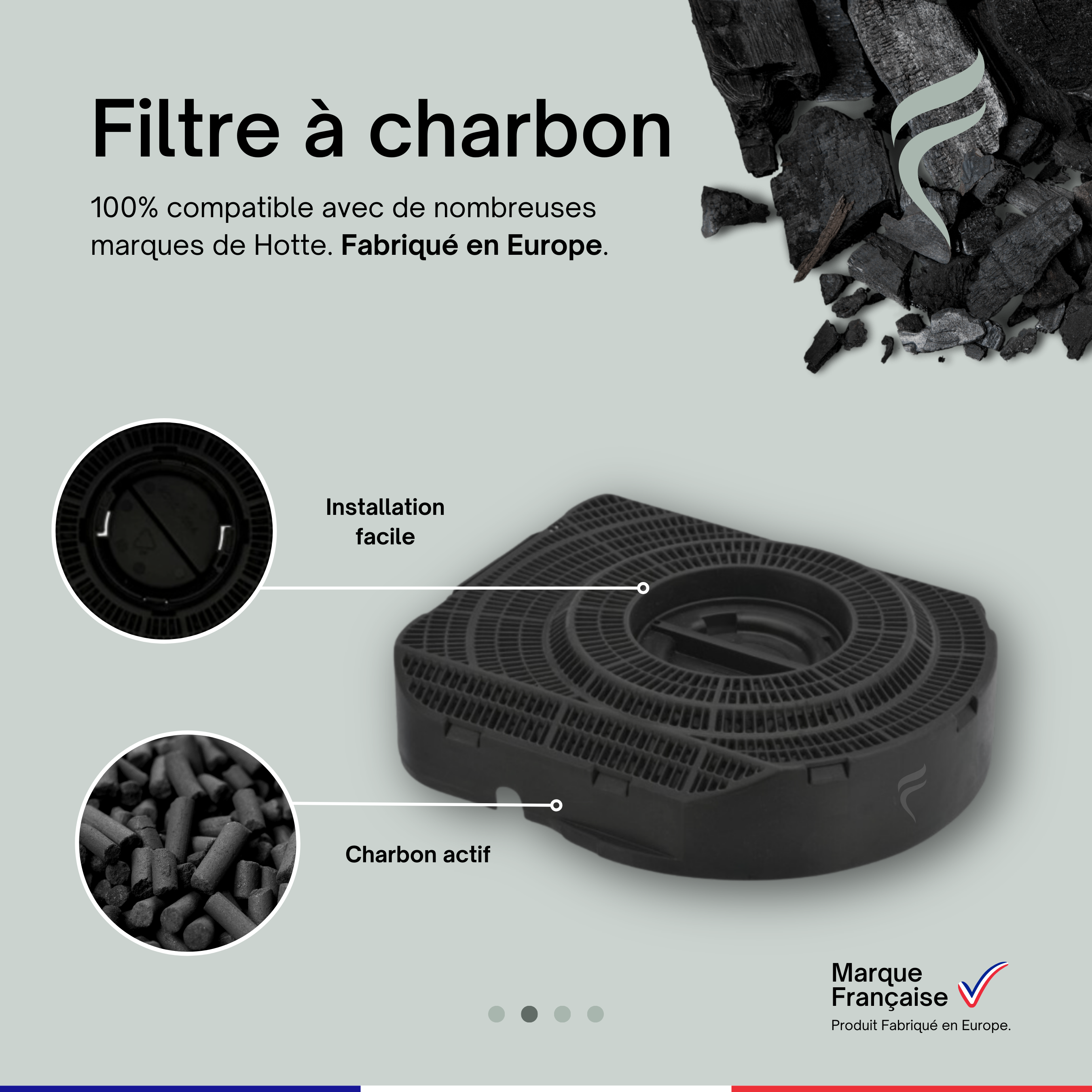 Lot De 2 Filtres à Charbon Actif Universels 190 Mm - Pour Hottes Aspirantes Classe V2/V10 - Réduit Les Odeurs De Cuisine