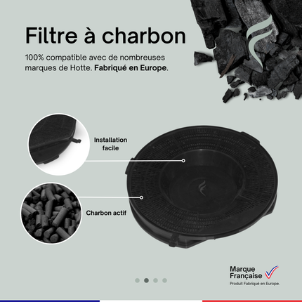 Point Filtre® - FIL38 - Filtre à Charbon Actif pour Hotte de Cuisine - Diamètre : 240mm