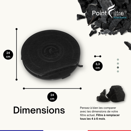 Point Filtre® - Filtre à Charbon Actif pour Hotte de Cuisine Elica TIVOLI LUX WH/F/50 - S602