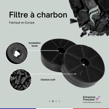 Point Filtre® - FIL46 - Lot de 2 Filtres à Charbon Actif pour Hotte de Cuisine - 170mm