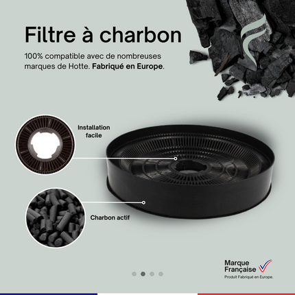 Point Filtre® - FIL49 - Lot de 2 Filtres à Charbon Actif pour Hotte de Cuisine - Diamètre 172mm