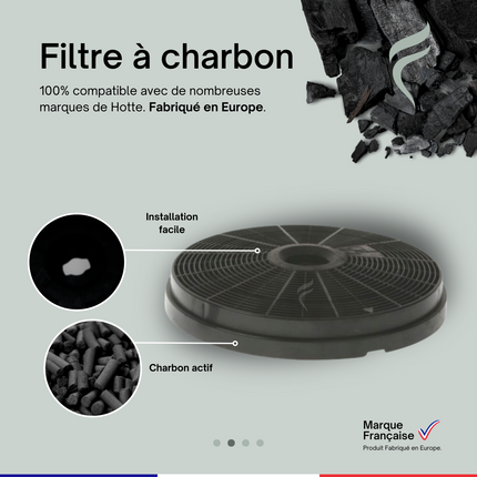 Point Filtre® - FIL51 - Filtre à Charbon Actif pour Hotte de Cuisine - Diamètre 200mm