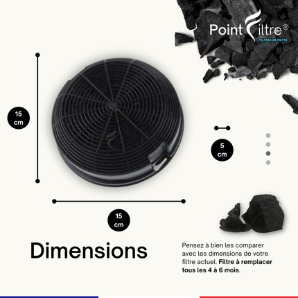 Point Filtre® - Lot de 2 Filtres à Charbon Actif pour Hotte Whirlpool PRF0033747B