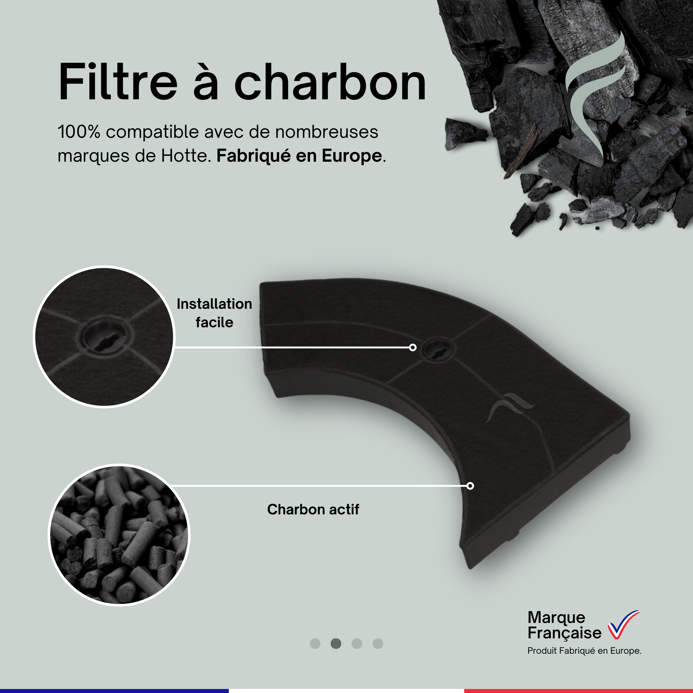 Lot de 2 Filtres à Charbon pour Hotte Rosières - KFC6914, 35602057 - 146mm | Leroy Merlin