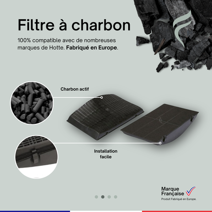 Point Filtre® - Lot de 2 Filtres à Charbon Actif pour Hotte Sauter SHD1033B1