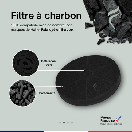 Point Filtre® - FIL62 - Filtre à Charbon Actif pour Hotte de Cuisine - Diamètre : 175mm