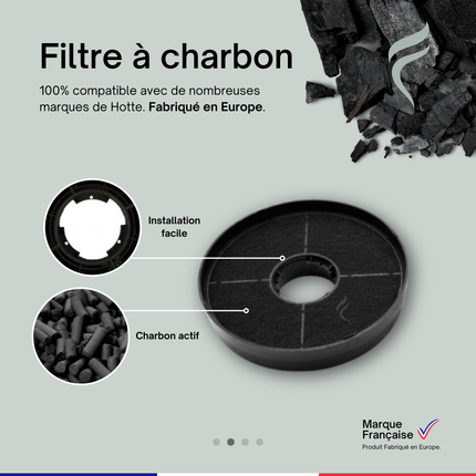 Point Filtre® - Juego de 2 filtros de carbón activado para campana extractora Rosières RHT6300/2LPN 