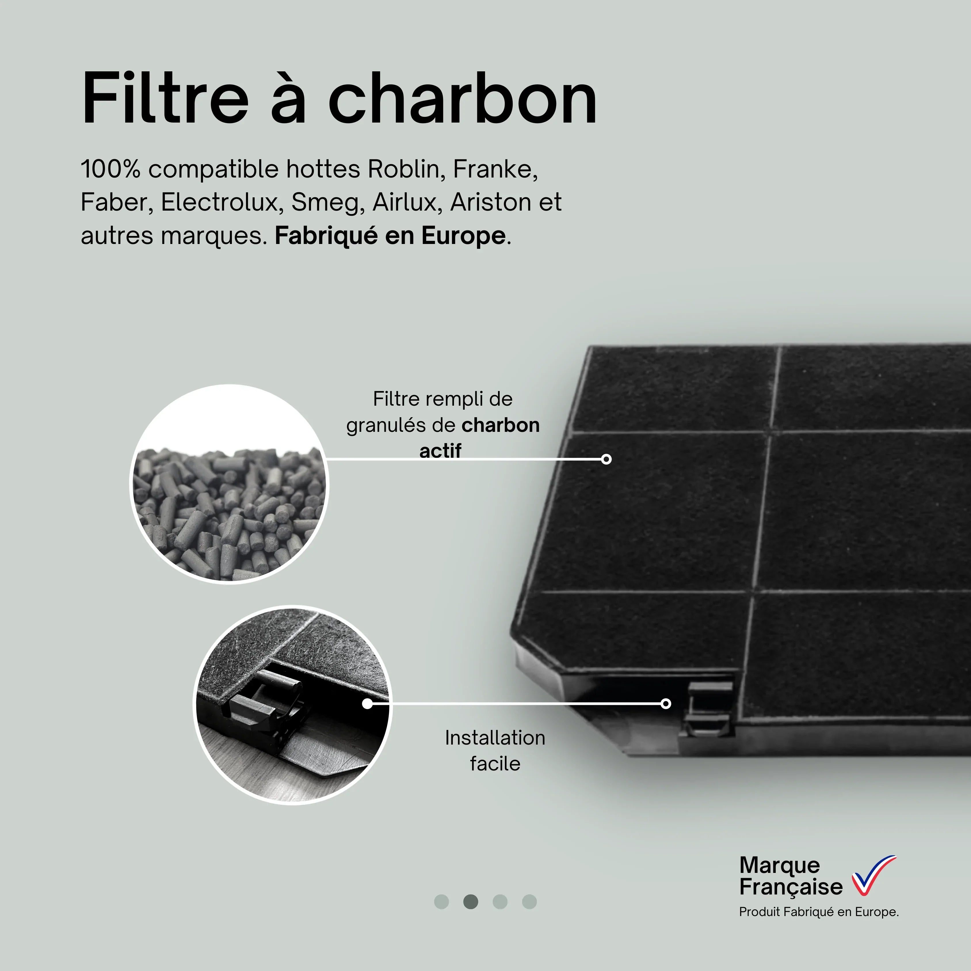 Filtre charbon Faber type EFF72 Dim.265x235x15mm pour Electrolux - vendu à l'unité - Accessoire Filtre charbon Faber type EFF72 Dim.265x235x15mm pour Electrolux - vendu à l'unité - Accessoire
