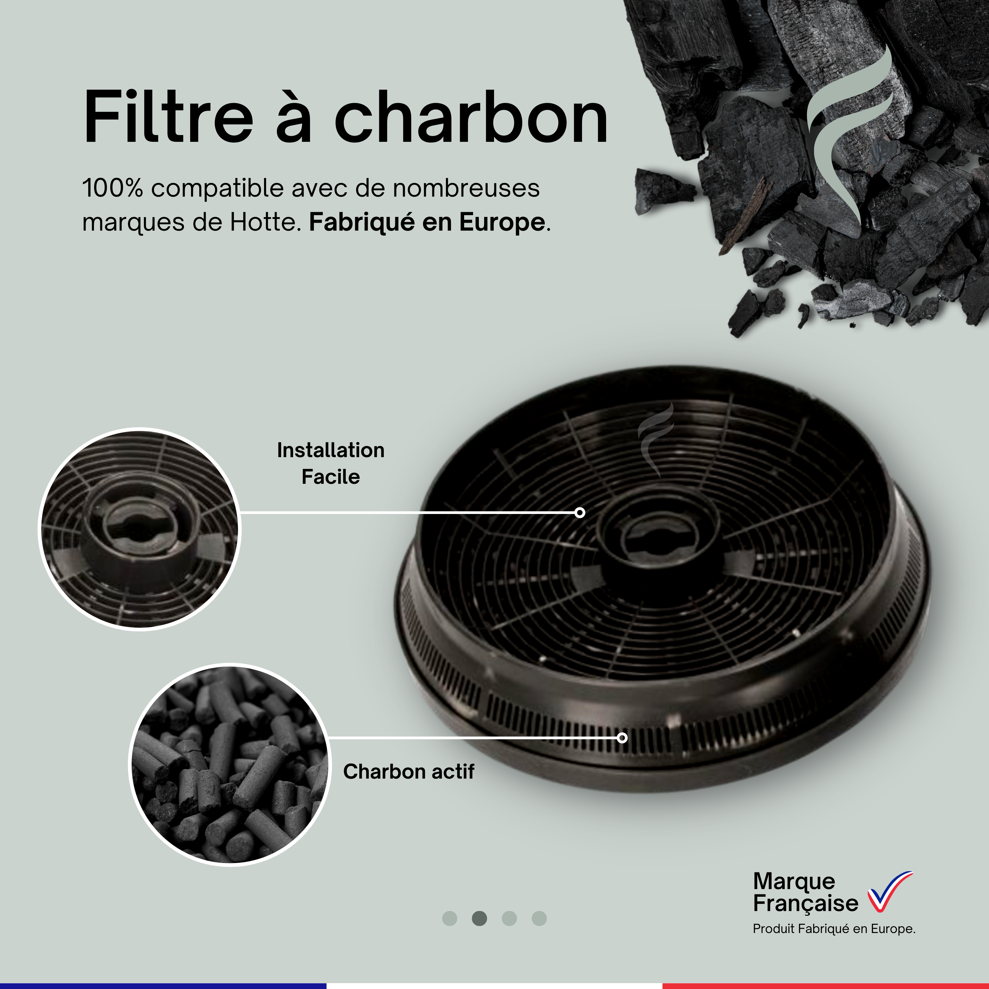 Lot 2 Filtres à Charbon ACM14 145x30mm Compatibles Ariston Hotpoint Candy Airlux Indesit - Réf 49011548 9179183012