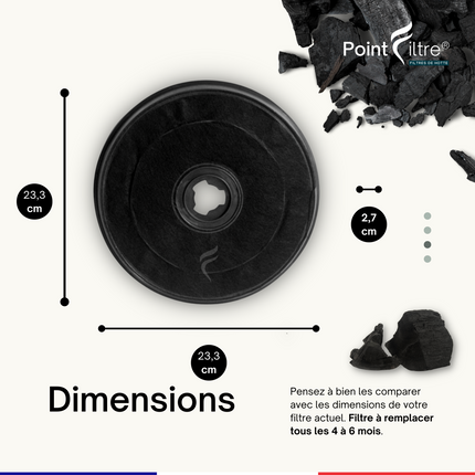 Point Filtre® - Filtre à Charbon Actif pour Hotte de Cuisine Franke FTT 6322 XS