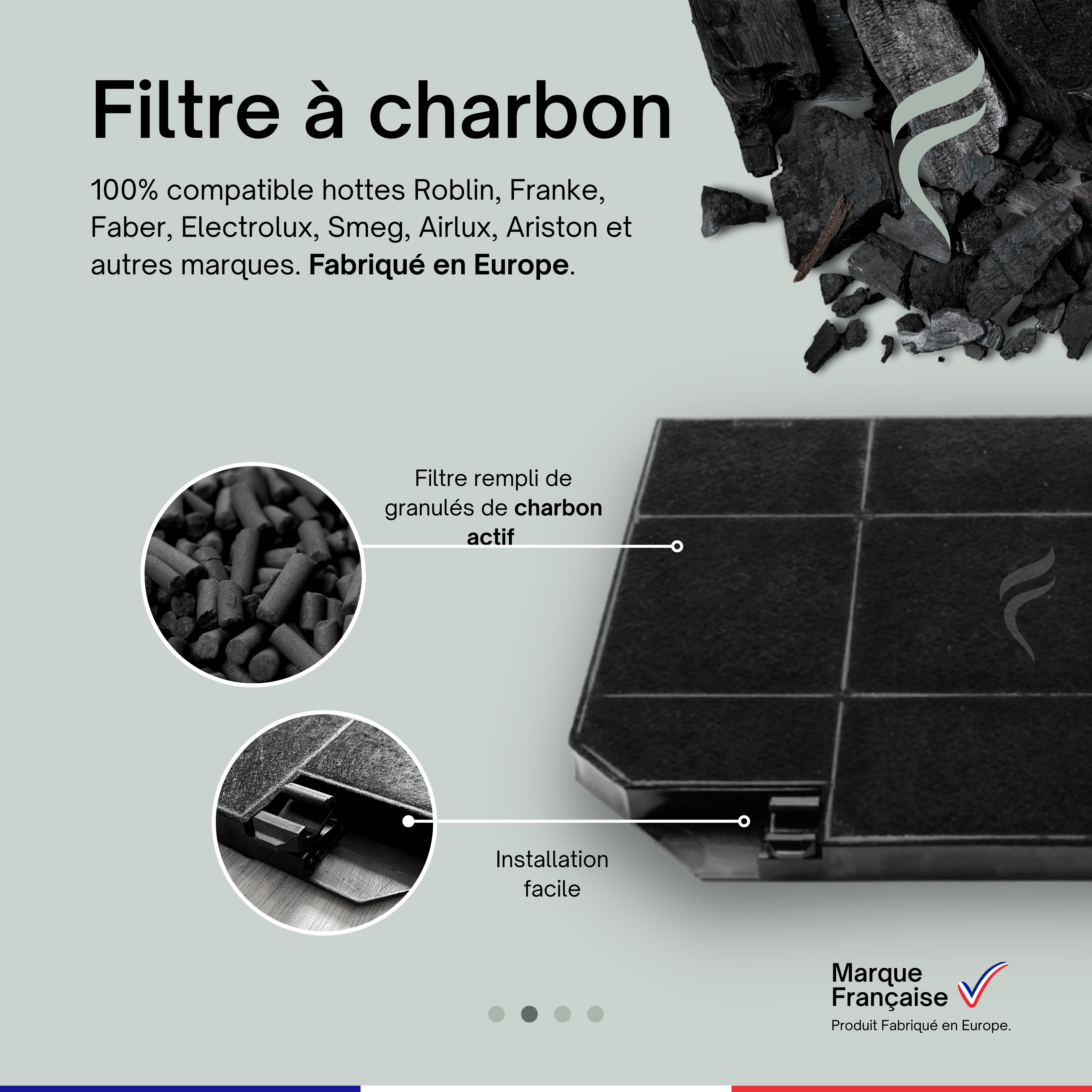 Filtre a Charbon Haute Performance X2 pour Hotte ROBLIN
