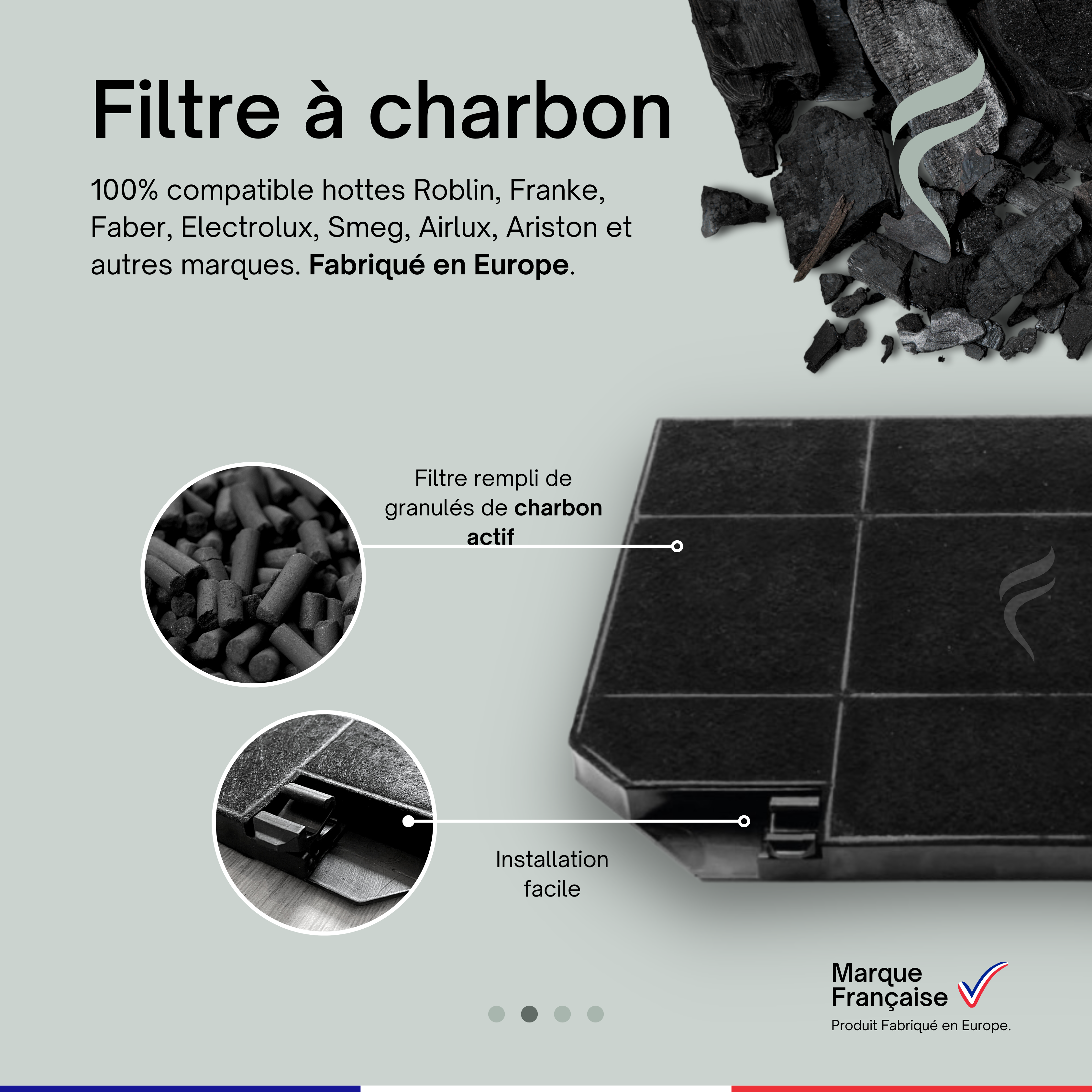 Point Filtre - Filtre  Charbon - Hotte Faber VOLUTE ILOT 900 INOX