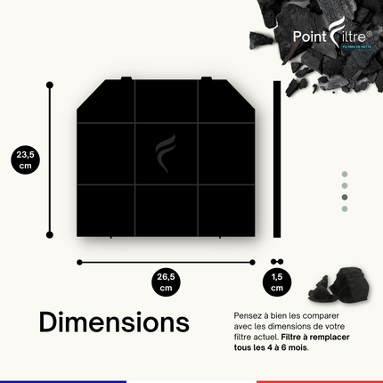 Point Filtre® - Filtre à Charbon Actif pour Hotte de Cuisine Faber UNDERHIP VARIO X A 90