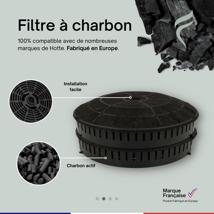 Point Filtre® - FIL42 - Lot de 2 Filtres à Charbon Actif pour Hotte Leisure - Compatible 9178002736 - Diamètre : 17,2 cm