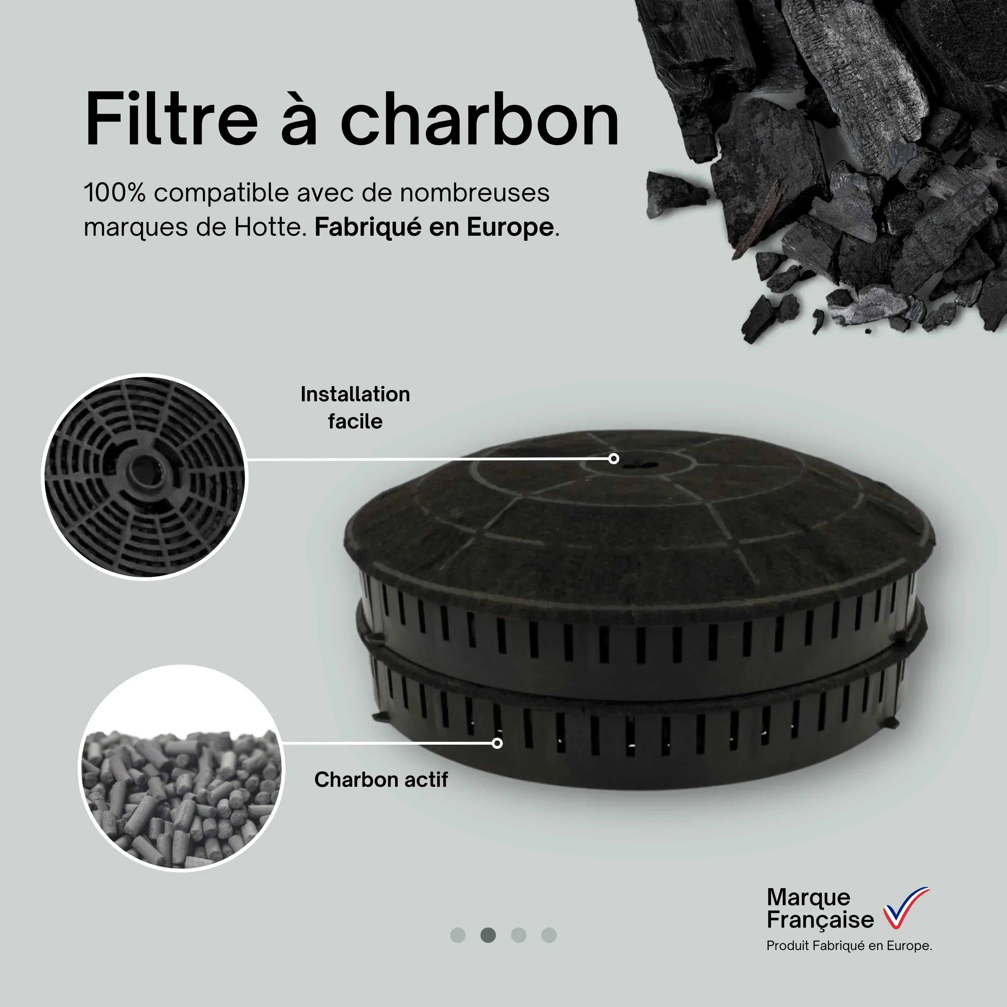 Elica - Filtre à charbon actif type 48 (23,5 x 3 cm) pour hotte elica -  Entretien - Rue du Commerce