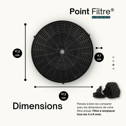 Point Filtre® - Lot de 2 Filtres à Charbon Actif pour Hotte de Cuisine Elica CFC0038668