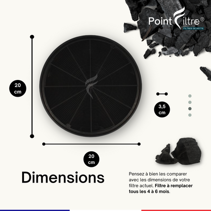 Point Filtre® - Lot de 2 Filtres à Charbon Actif pour Hotte de Cuisine Faber Cocktail et Cocktail XS