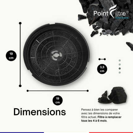 Point Filtre® - Juego de 2 filtros de carbón activado para campana extractora Rosières RMB9800IN 