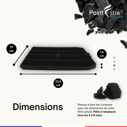 Point Filtre® - FIL29 - Filtre à Charbon Actif pour Hotte de Cuisine - 235x210x15mm