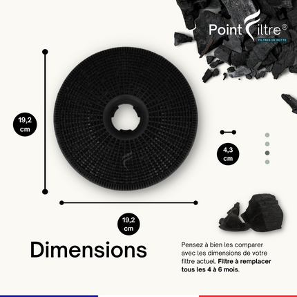 Point Filtre® - FIL31 - Lot de 2 Filtres à Charbon Actif pour Hotte Viva - Compatible  - 192mm